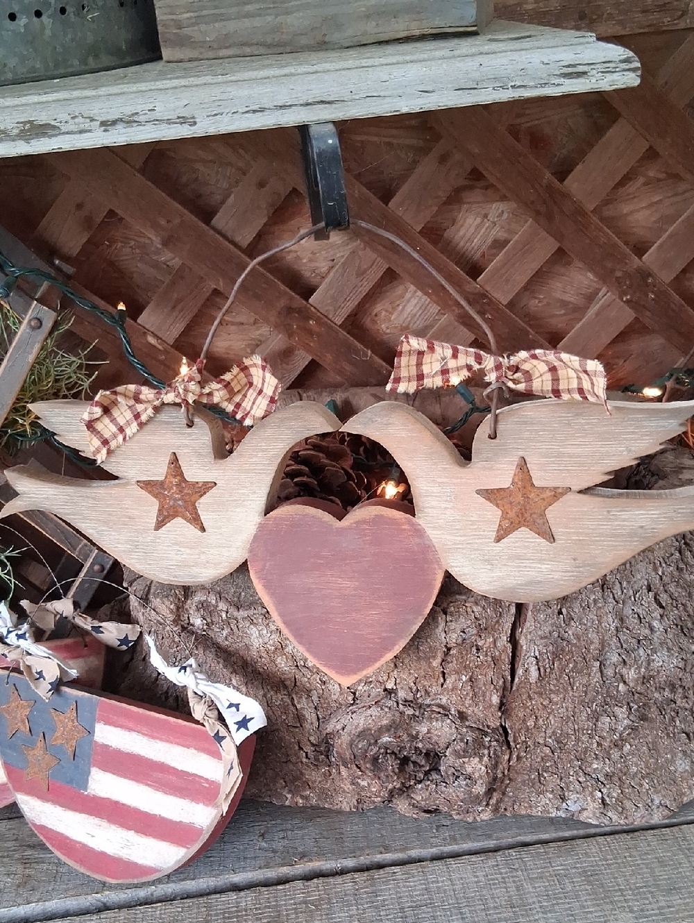Large Primitive Folk Art Dove Pair